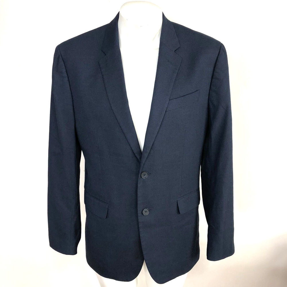 Banana Republic Standard Fit 40 R Polyester Sport Coat Jacket Bird's Eye Blue
